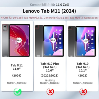 EasyAcc Kryt klávesnice kompatibilní s Lenovo Tab M11 TB330 2024 s ochrannou fólií, QWERTZ German, odnímatelný kryt klávesnice s